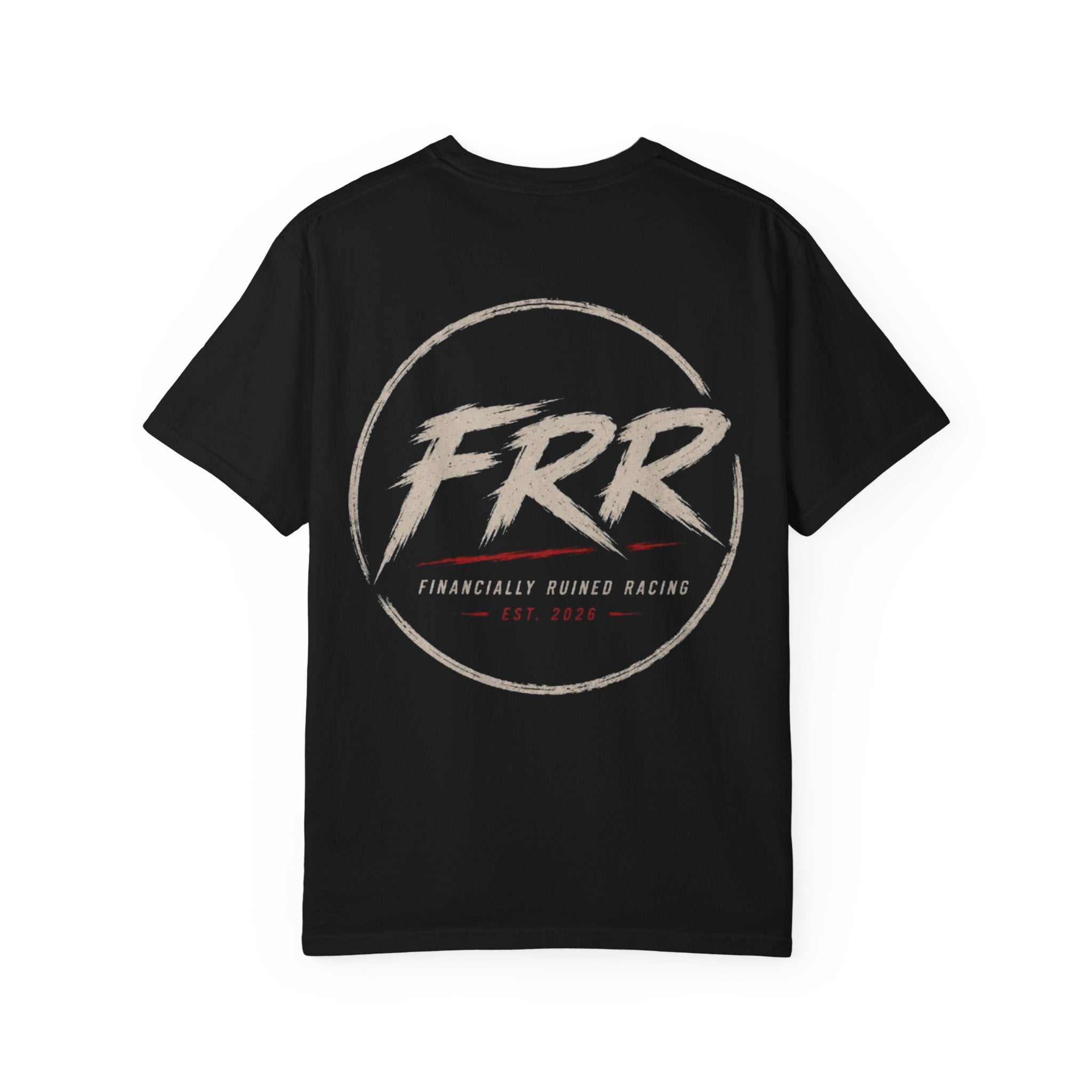 FRR Racing Logo T-Shirt — 'Financially Ruined Racing' Vintage Circle Graphic