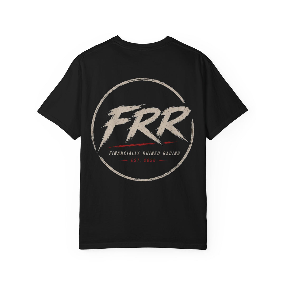 FRR Racing Logo T-Shirt — 'Financially Ruined Racing' Vintage Circle Graphic