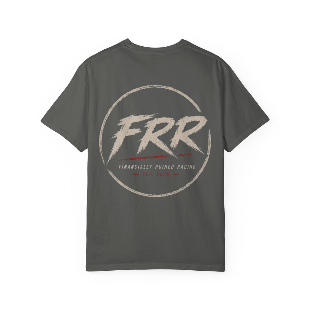 FRR Racing Logo T-Shirt — 'Financially Ruined Racing' Vintage Circle Graphic
