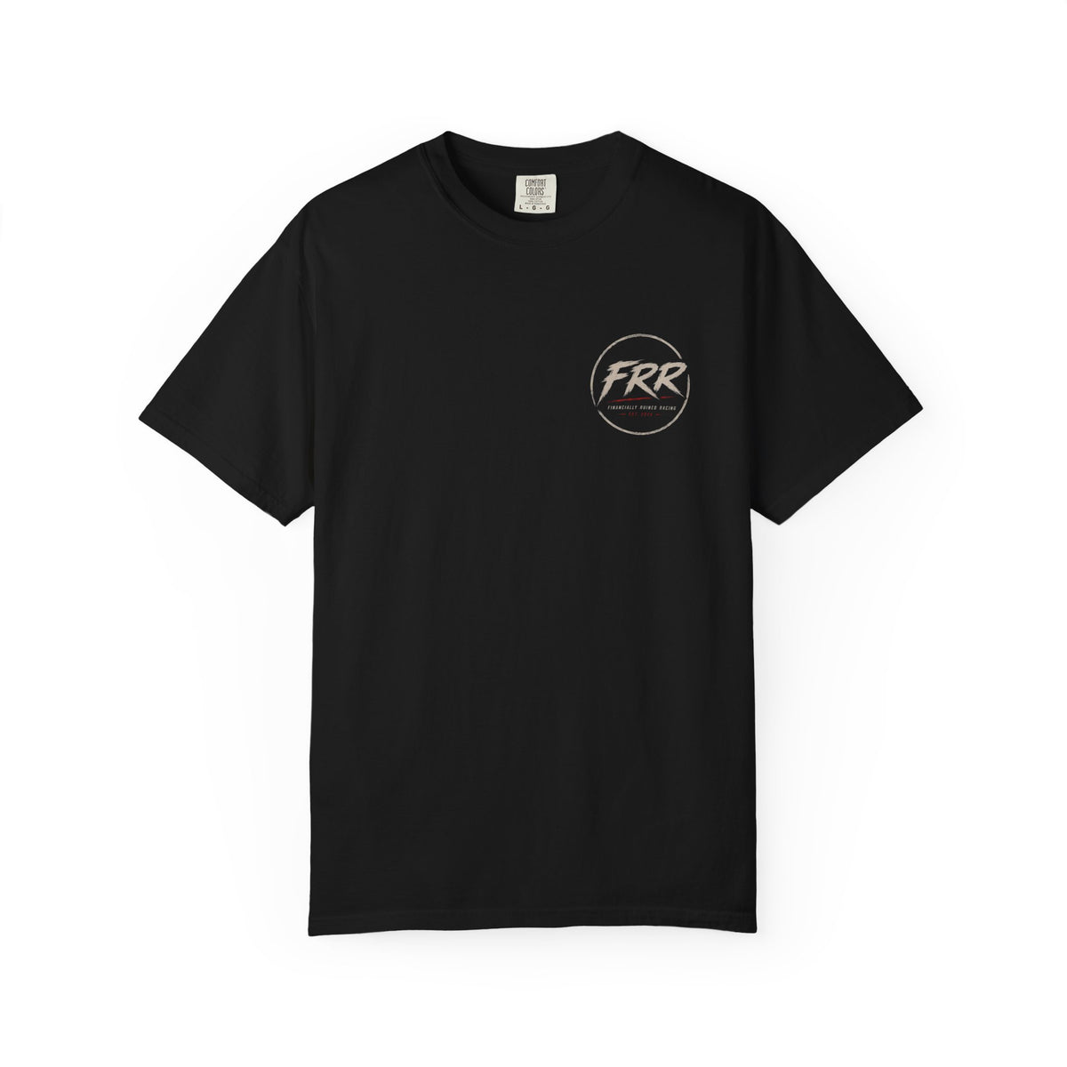 FRR Racing Logo T-Shirt — 'Financially Ruined Racing' Vintage Circle Graphic