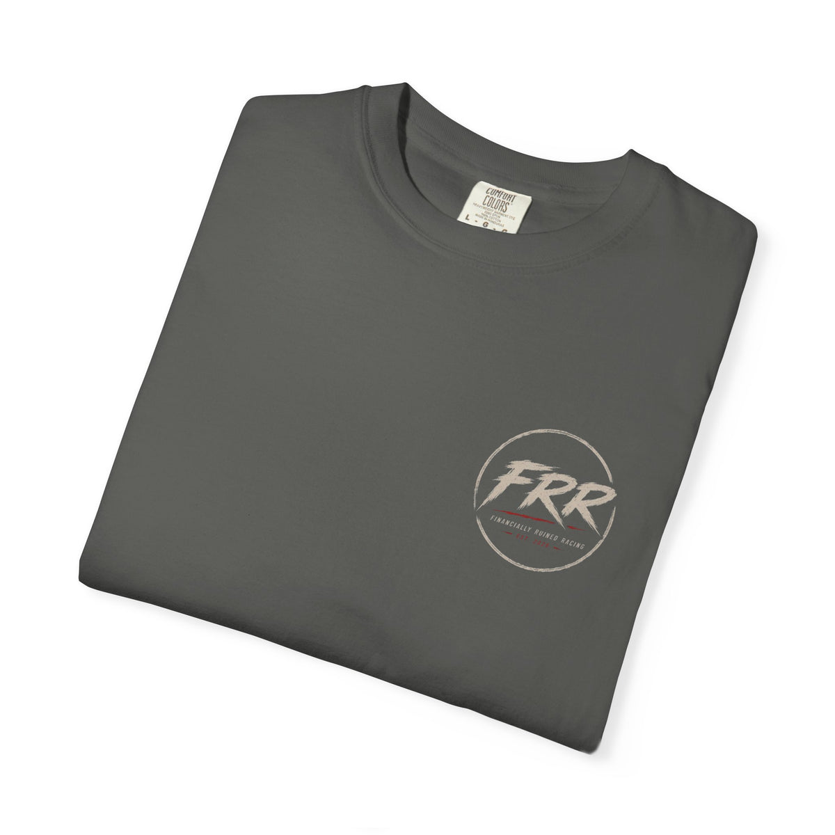 FRR Racing Logo T-Shirt — 'Financially Ruined Racing' Vintage Circle Graphic